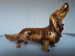 Marked German Cortendorf ceramic long-haired dachshund