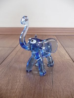 Kék üveg elefánt figura