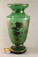 Aranyozott cseh zöld váza 184