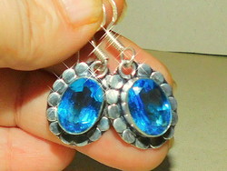 London blue crystal stone earrings