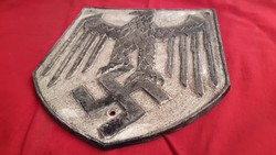 2. Világháborús, Nagy! Wehrmacht öntöttvas, pajzs alakú tábla.
