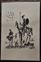 Pablo Picasso 'Don Quixote' szitanyomat, 37x55cm, keretben, üvegezve