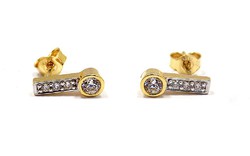 Stone yellow and white gold earrings (zal-au98090)
