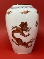 Retro lichte German porcelain oriental style large vase with Chinese dragon pattern (18.5cm) - cz