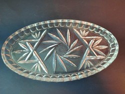 Crystal, oval bowl, tray, table centerpiece. HUF 2,900