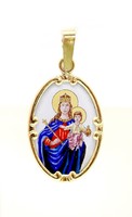 Arany Mária gyermekével porcelán medál (ZAL-Au100711)