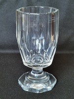 Antique blown biederme incised thick-walled eight-faceted glass glass with a faceted base