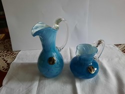 2 glass-blown small glass jugs for sale