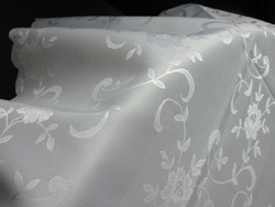 Elegant white silk damask tablecloth 144 x 144 cm square