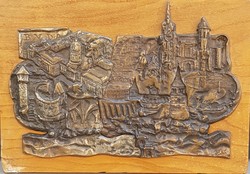 Szőllősy Enikő (1939-): Buda, Képcsarnokos bronz falikép