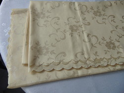 Vanilla yellow silk damask tablecloth 140 x 300 cm rectangle!