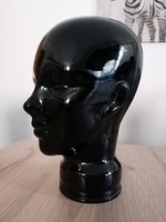 Old large black glass head (wig holder)