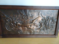 Szép angyalkás domború  bronz falikép