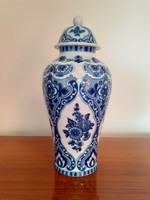 Régi Wallendorf Echt Kobalt porcelán fedeles váza kék virágos díszváza 31 cm