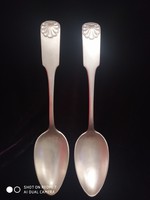 Pair of antique silver 12-lat (750) spoons with shell pattern /1869/