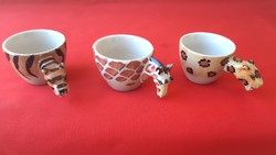 English porcelain, africa, safari style, cup, leather (3 pcs)