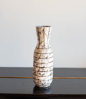 Hódmezővásárhelyi retro kerámia váza - pamacsolt szürke mázzal