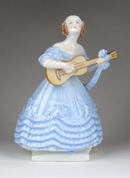 1F620 Herendi porcelán kék Déryné figura 21 cm