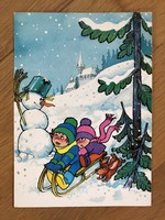 Aranyos Karácsonyi képeslap - Foky Ottóné grafika