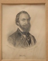 Barabás Miklós rézkarc portréja Jókai Mórról, 14x11 cm, szignózva, keretezve