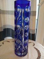 Ajkai lencse csiszolású kék ólom kristály váza