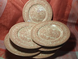 6 Pcs. English, scenic, thick porcelain cookie plate