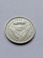 Dél Afrika Ezüst 3 Penny 1952