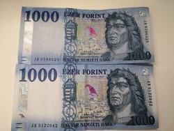 1000 forint 2021. "JB" Eltérő nyomtatású látványosan különböző bankjegy RR.