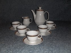 Arany szélű GDR porcelán kávés mokkás készlet 5 szem. (5/K)