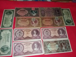 Antik pengő régi magyar bankjegy gyűjtemény szép állapotban legtöbbje NEM hajtott  egyben a 11 darab