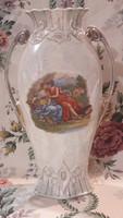 Antique scenic porcelain vase with a special shape