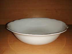 Antique zsolnay porcelain gold striped round serving bowl centerpiece 25 cm (6p)