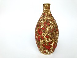 Iparművészeti jelzett repesztett mázas kerámia váza  20 cm