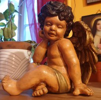 Régi  kerámia angyal 24cm-es szobor