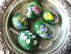 Kizárólag BanyaTanya részére! Húsvéti hímes tojások 5 db zöld nyuszis, csibés, virágos
