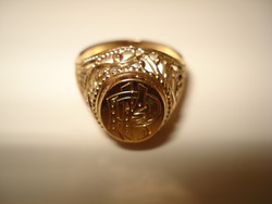 14 K women's custom-made monogram signet ring.