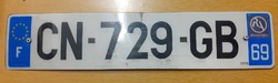 Francia rendszám rendszámtábla CN-729-GB