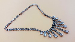 Kristály cseh vintage bizsu bijoux dizájner ékszer, nyaklánc