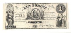 1852 egy forint Kossuth bankó papírpénz bankjegy amerikai kiadás sor e szabadságharc pénze 1 forint