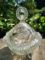 Vintage Bird Crystal Glass Bonbonnier, Offering Plate