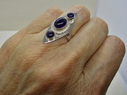 Szépséges régi szecessziós ezüst gyűrű valódi ametiszt kövel