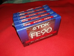 Retro TDK FE -90 magnetofon magnó kazetta  5 darabos pakk bontatlan a képek szerint