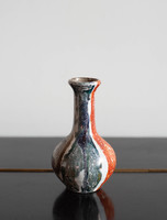 Retro kerámia váza - metálszínű mázakkal - mid-century modern design kis váza, mini váza