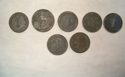 7 darab náci német birodalmi sasos pfenning régi pénz érme egyben ÁTNÉZETETLEN