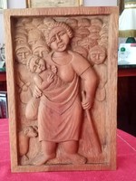 Marked, original African wood carving - wall picture