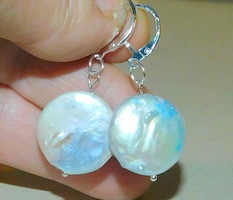 Giant Japanese biwa genuine pearl earrings