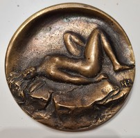 Bolba Henrik akt bronz plakett 9 cm