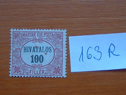 MAGYAR KIR. POSTA 100 FILLÉR 1921 HIVATALOS háromszögű lyukasztással  163R