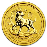Australian Lunar dog 2018 szín arany érme. 1/20 oz.