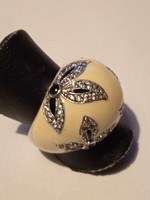 Ezüst gyűrű zománc díszítéssel, cirkónia kövekkel